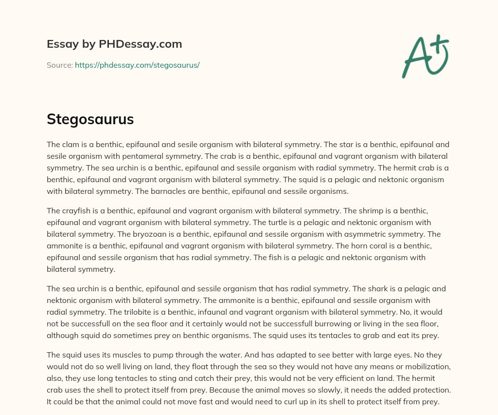 Classification of Marine Organisms by Symmetry and Habitat essay