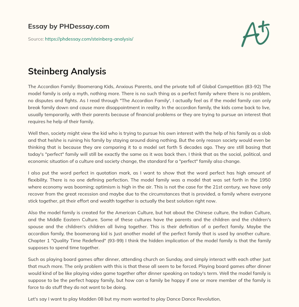 Steinberg Analysis essay