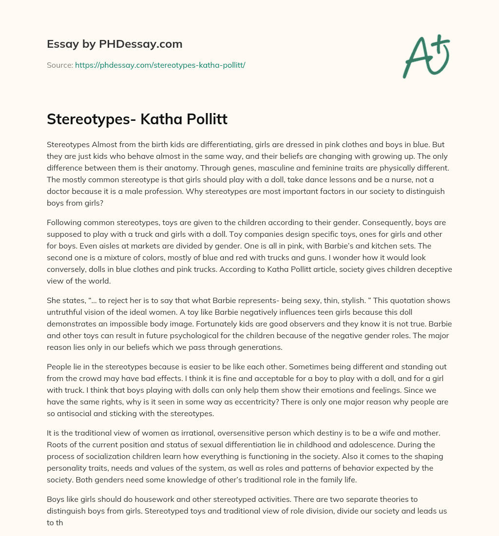 Stereotypes- Katha Pollitt essay