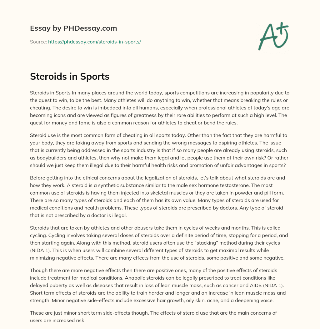 Steroids in Sports essay