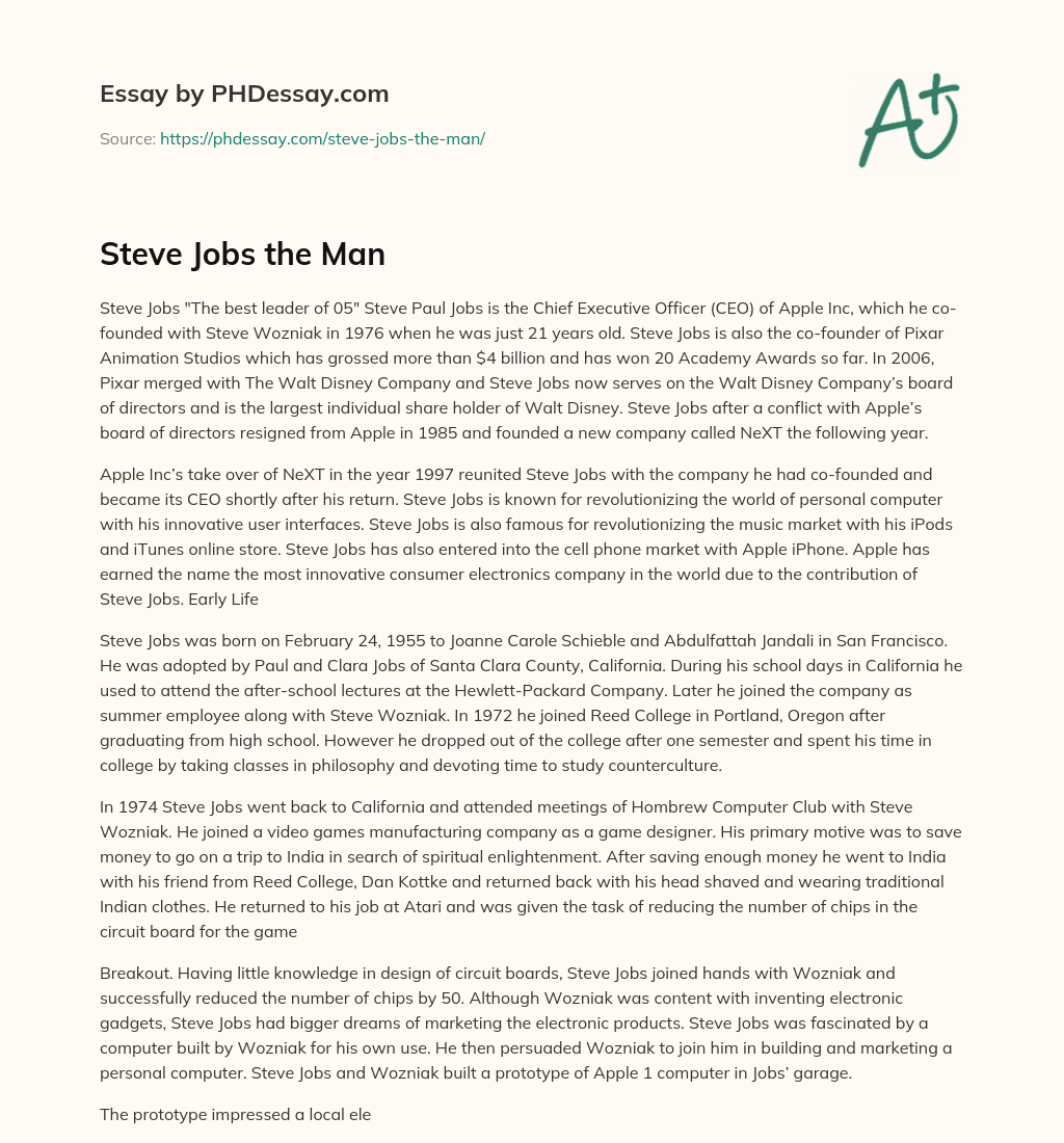 Steve Jobs the Man essay