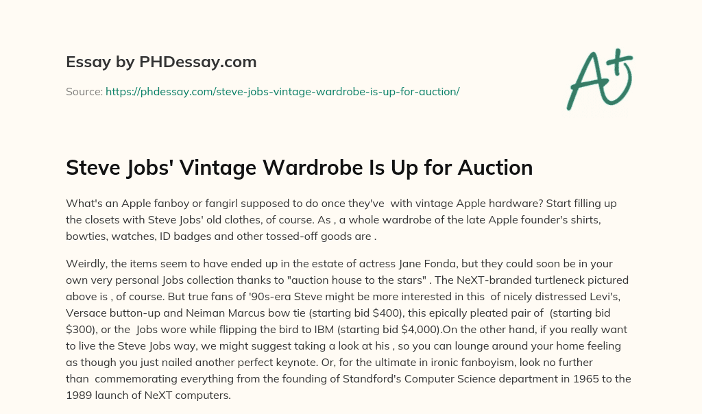 Steve Jobs’ Vintage Wardrobe Is Up for Auction essay