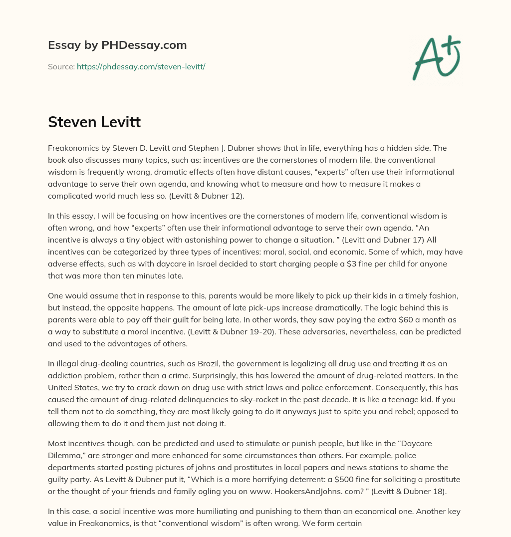 Steven Levitt essay