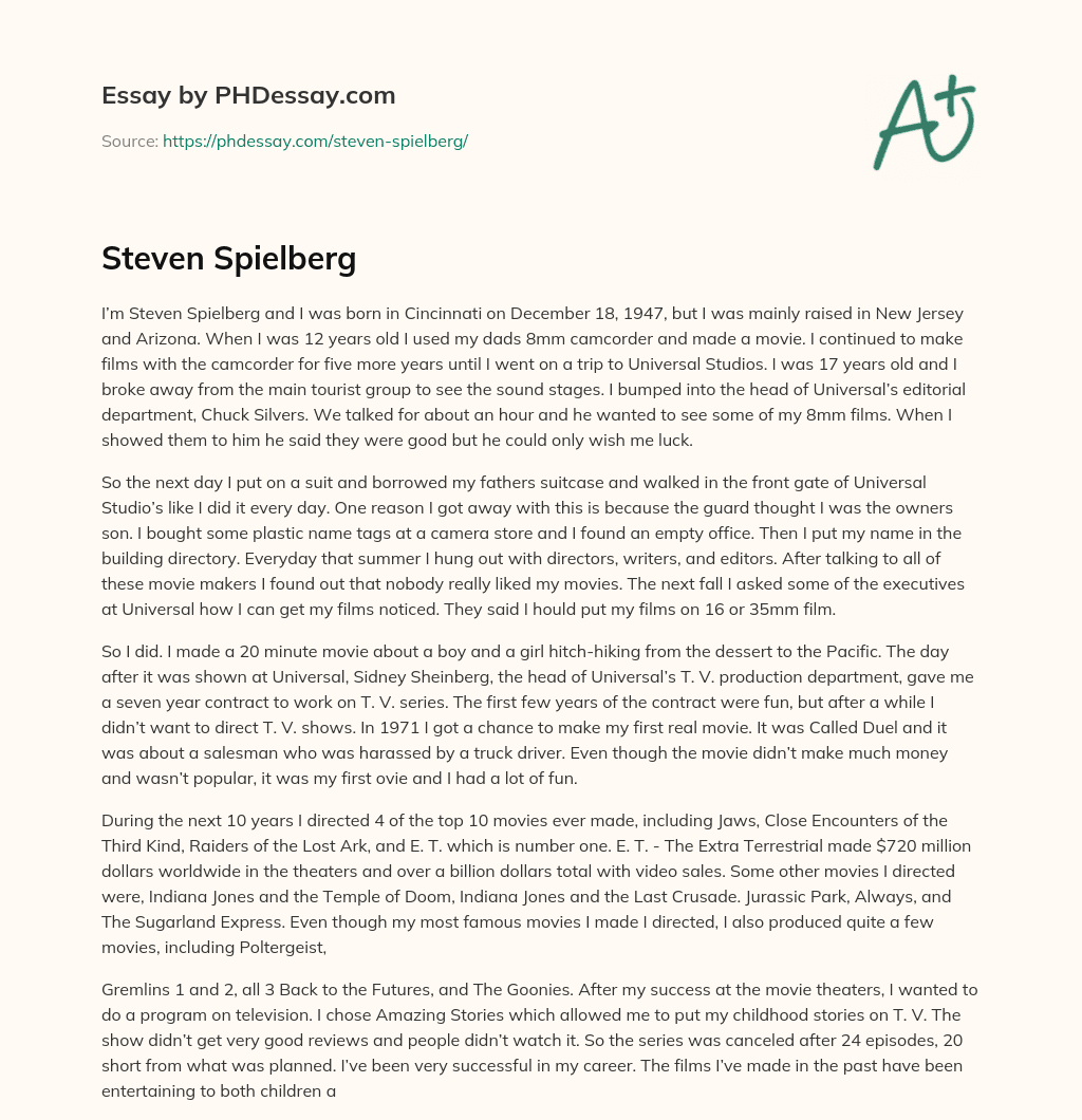 Steven Spielberg essay