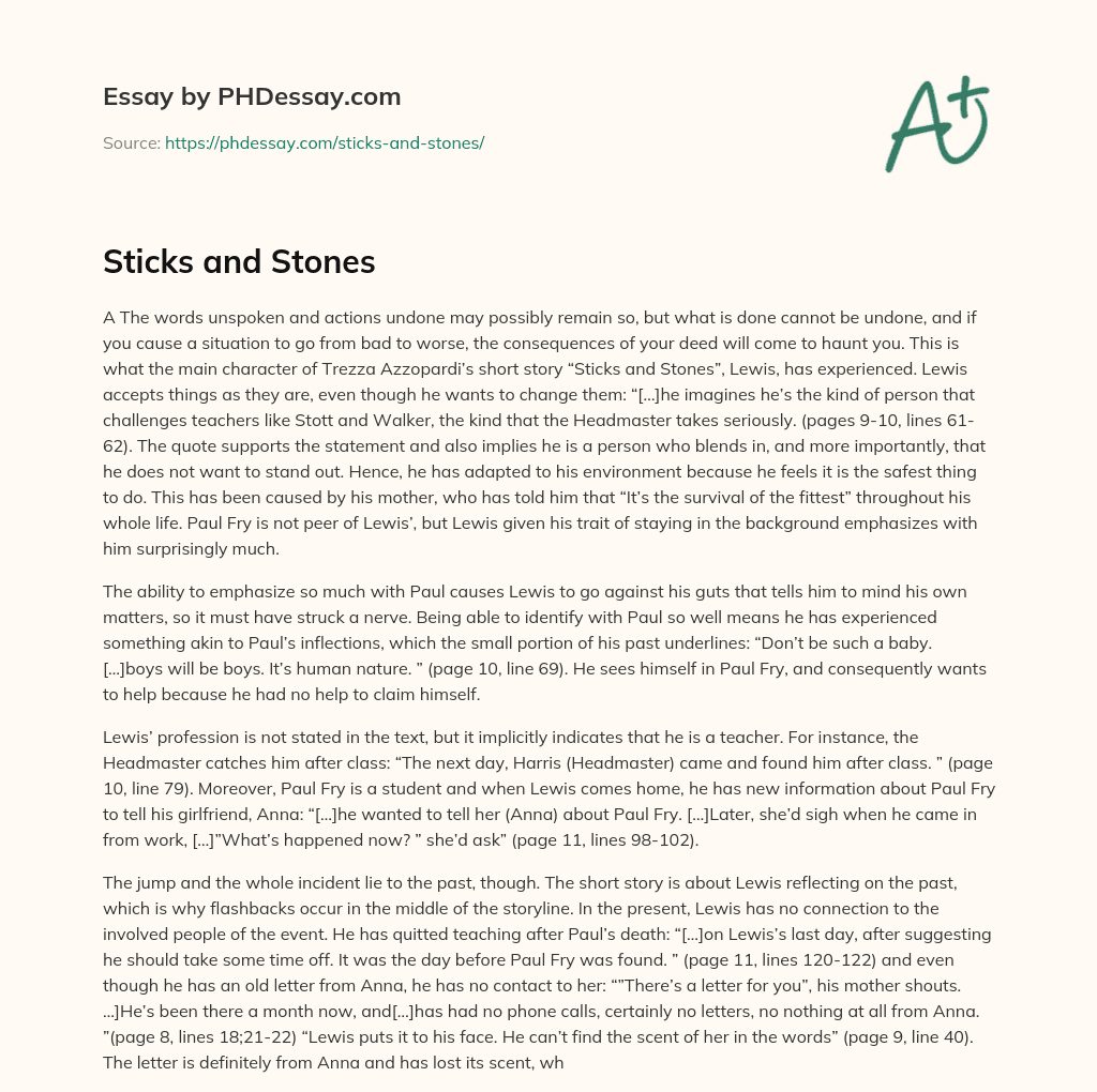 Sticks and Stones essay