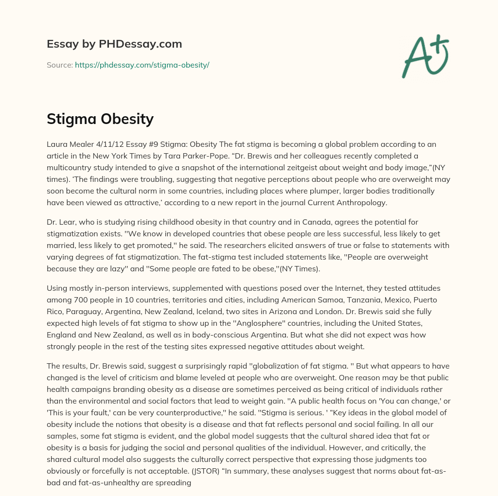 obesity stigma essay