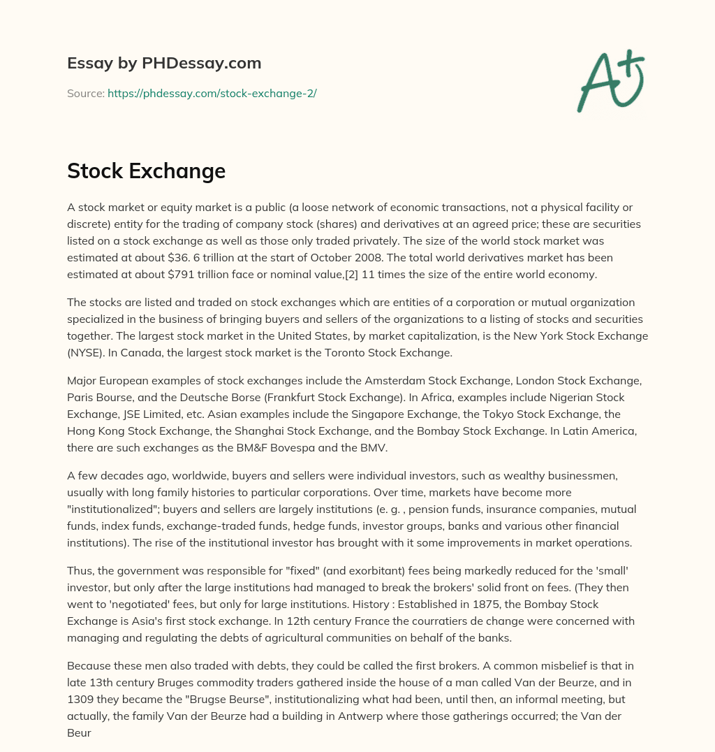 Stock Exchange essay