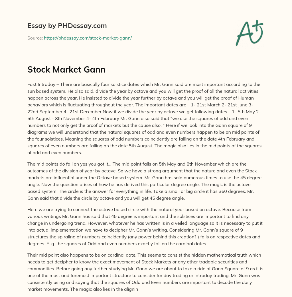 Stock Market Gann essay