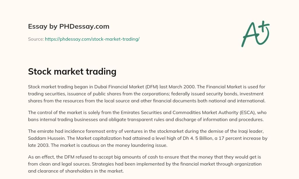 Stock market trading essay