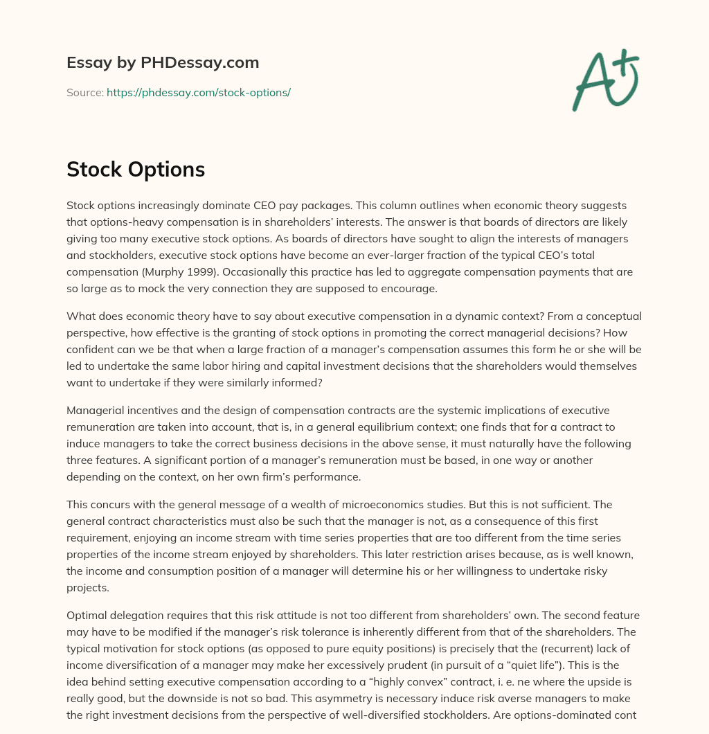 Stock Options essay