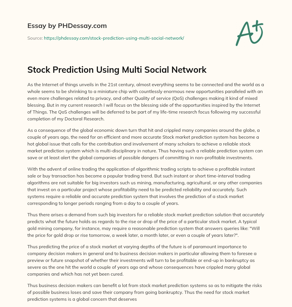Stock Prediction Using Multi Social Network essay