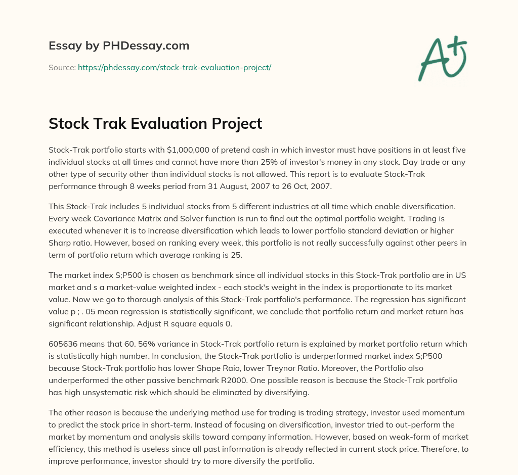 Stock Trak Evaluation Project essay