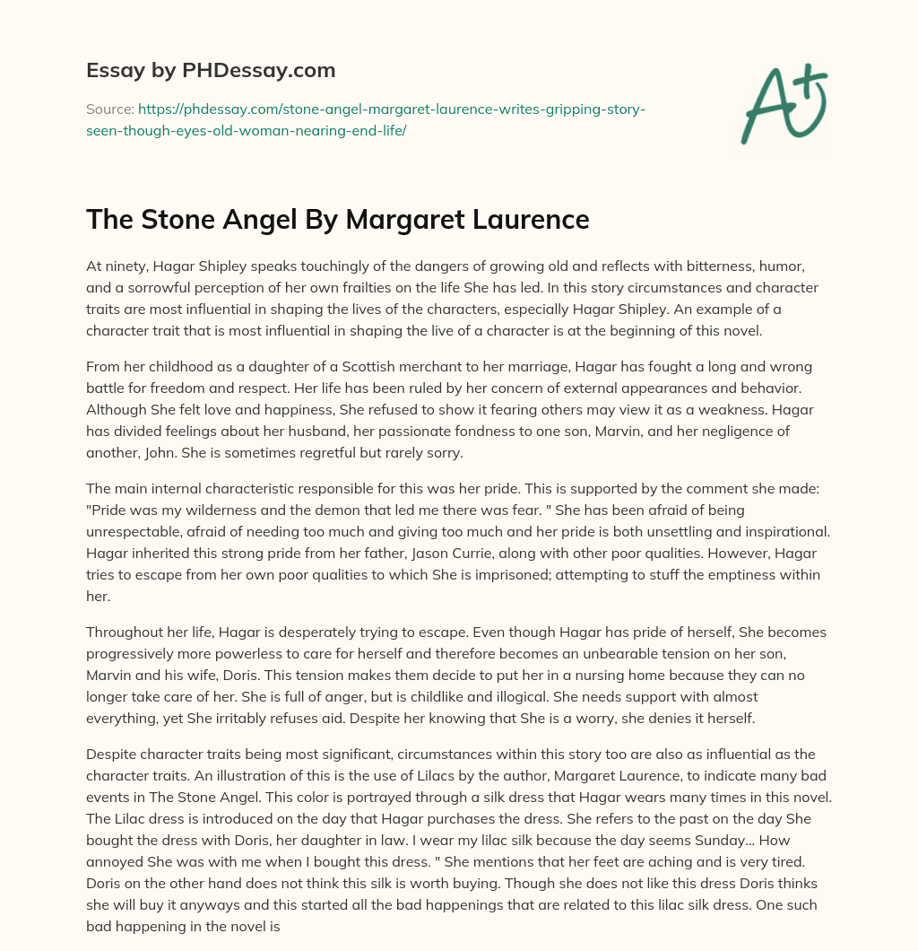 The Stone Angel By Margaret Laurence essay
