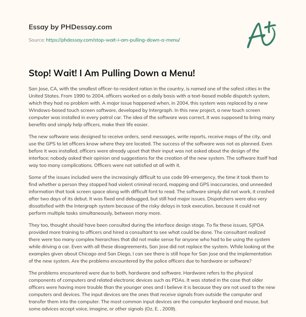 Stop! Wait! I Am Pulling Down a Menu! essay
