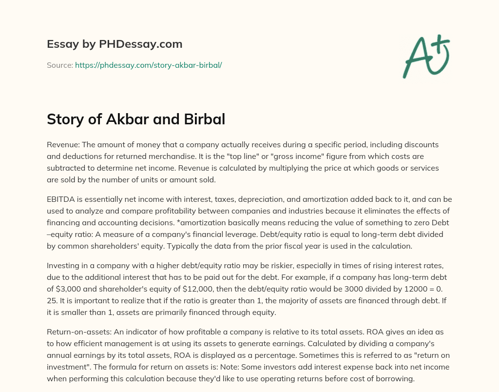 Story of Akbar and Birbal essay