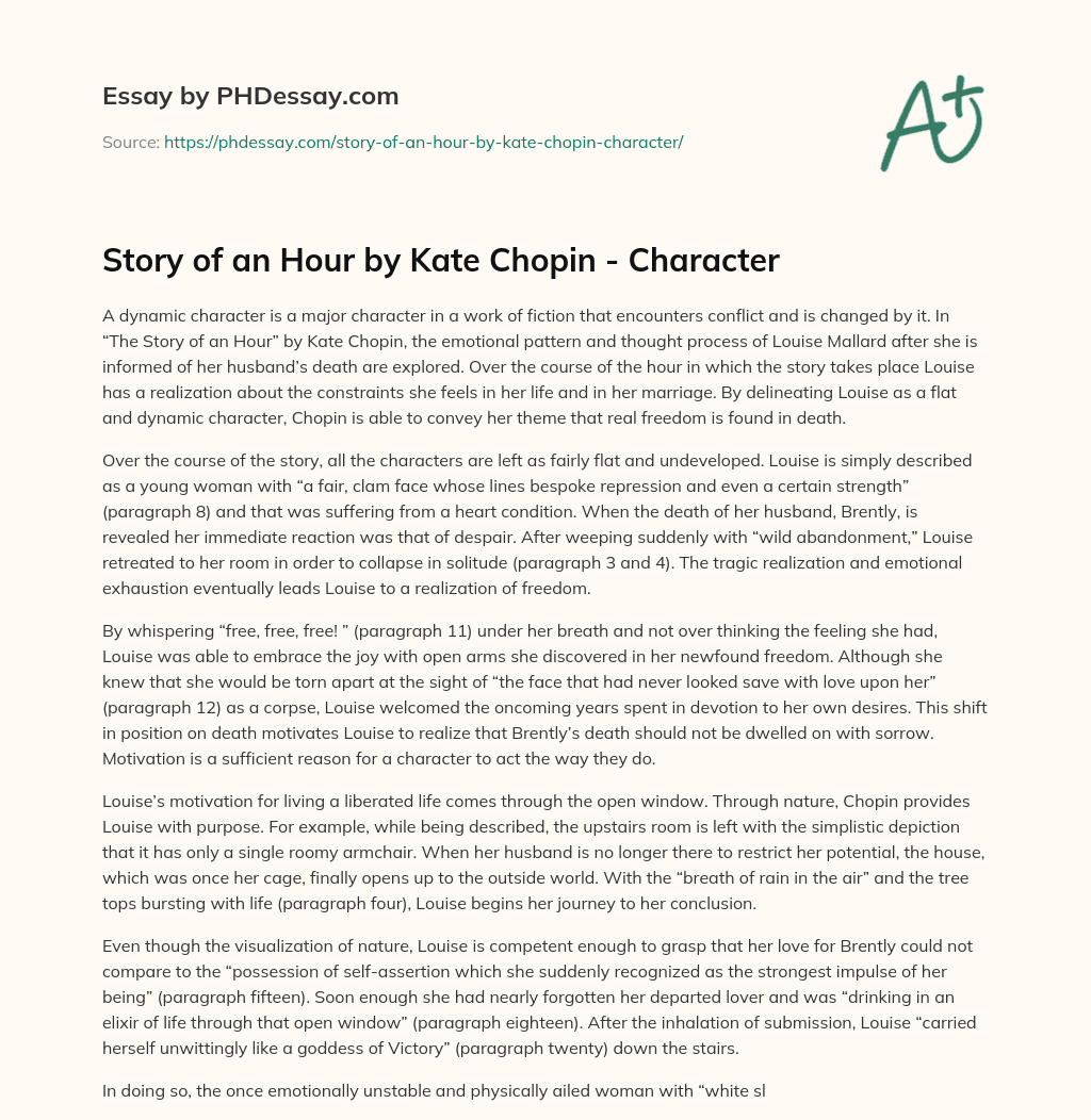 Story of an Hour by Kate Chopin – Character essay