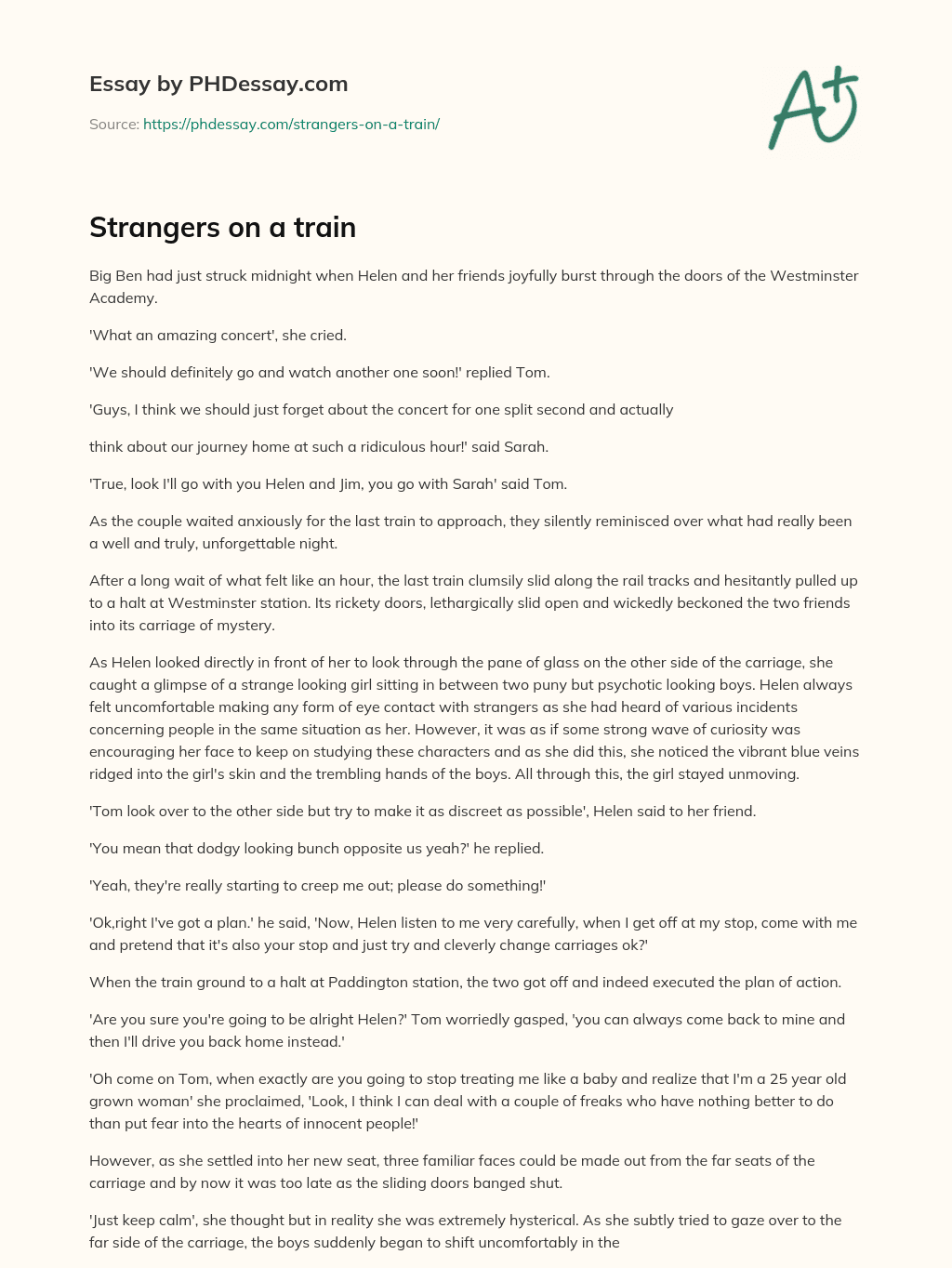Strangers on a train essay