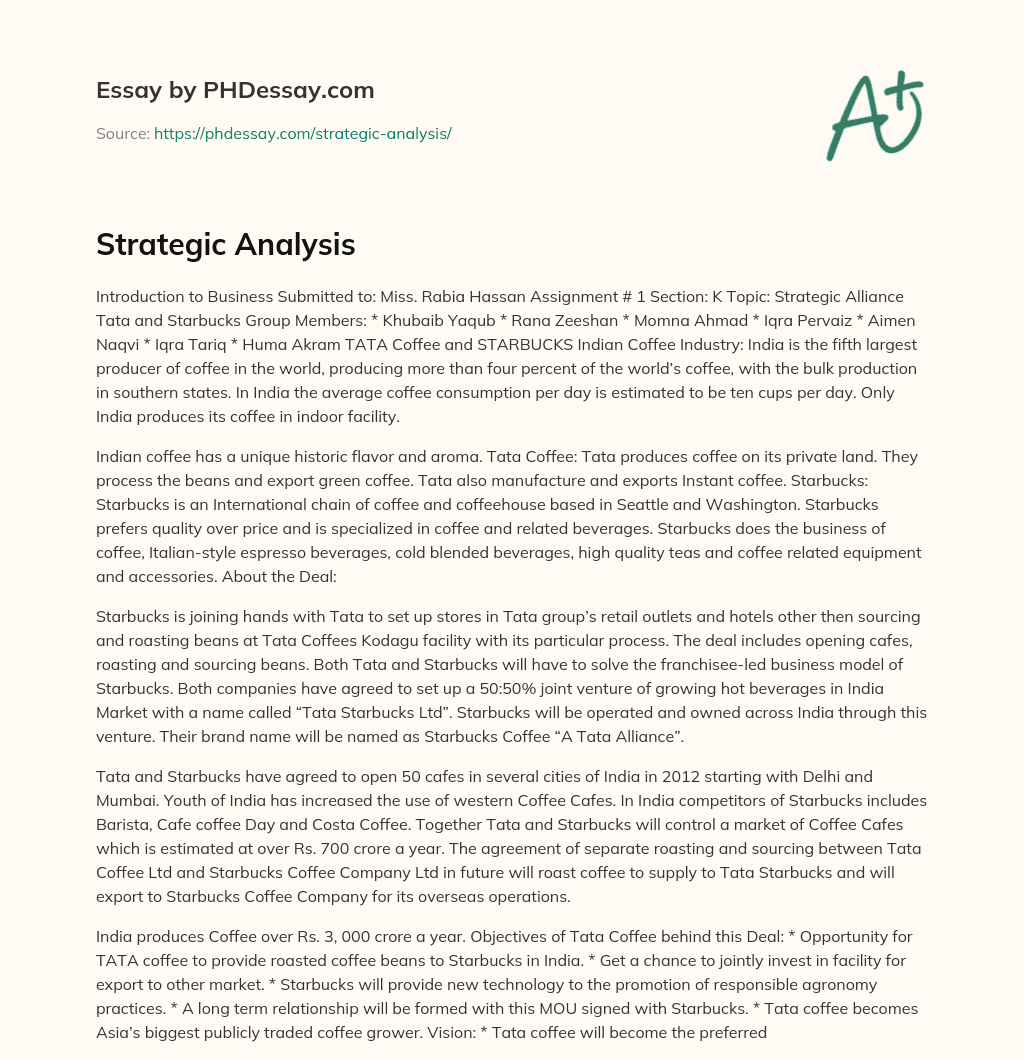 Strategic Analysis essay