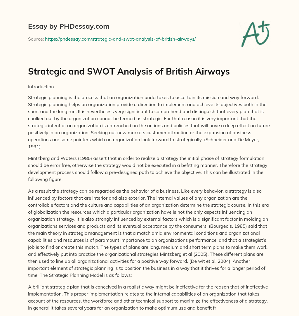 british airways swot analysis essays