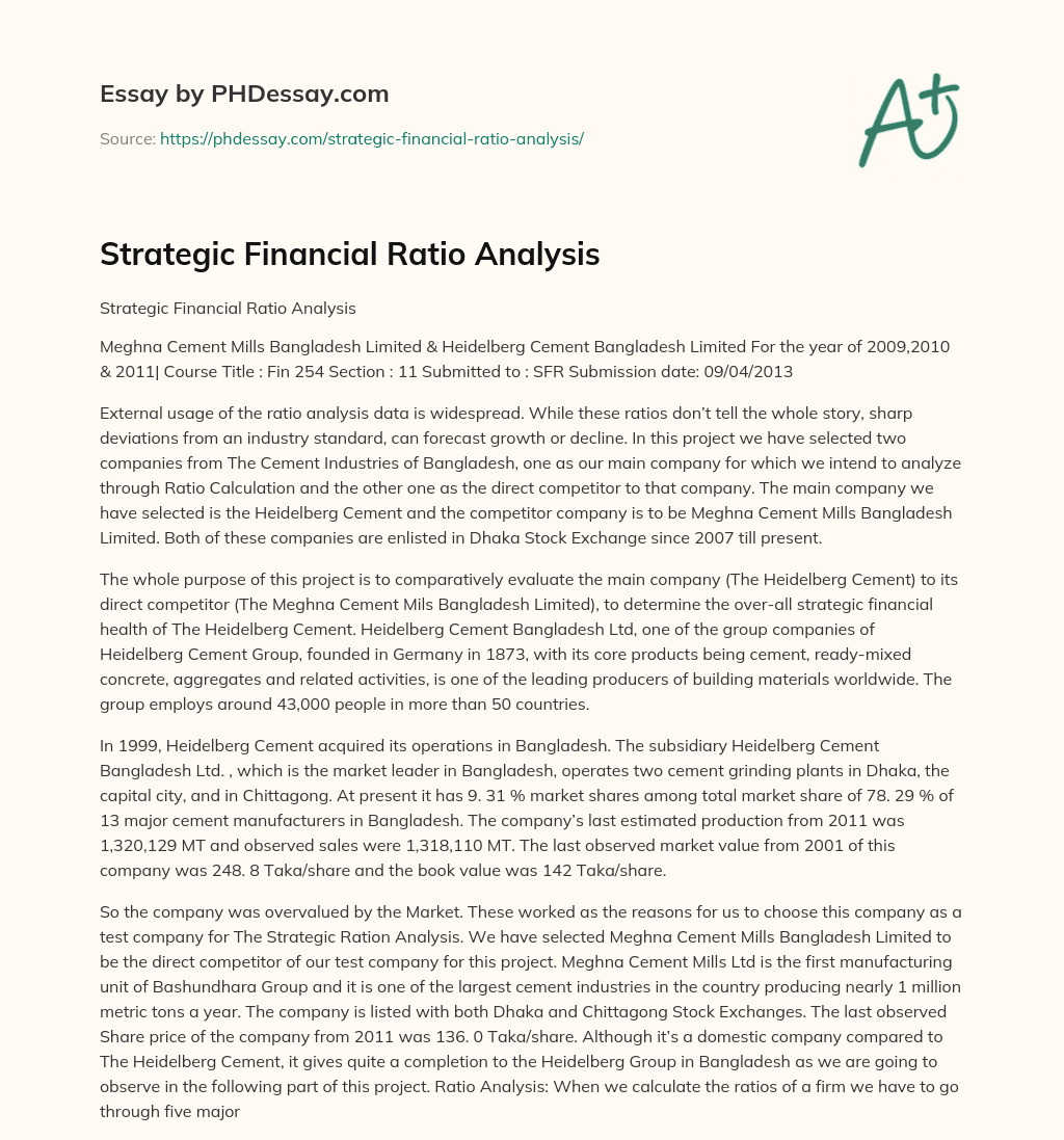 ratio analysis essay questions