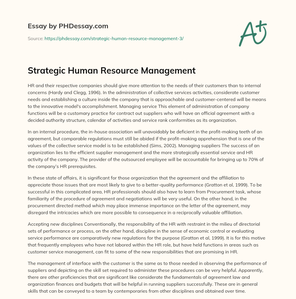 Customer-Centered Approach in HR and Service Management essay