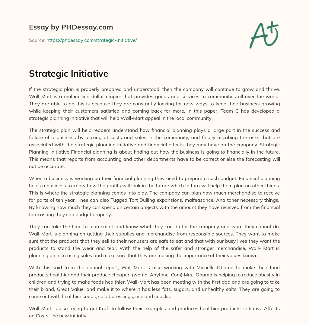 Strategic Initiative essay