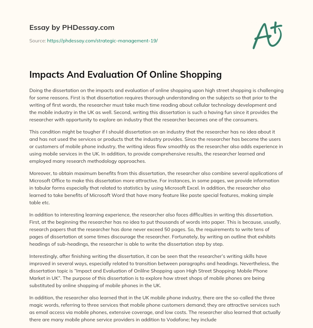 Impacts And Evaluation Of Online Shopping essay