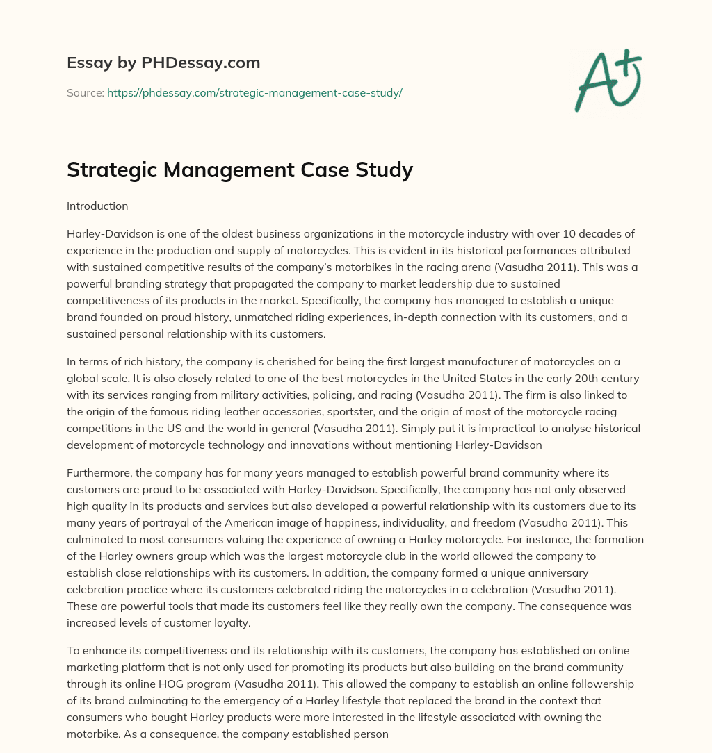 strategic management case study with questions