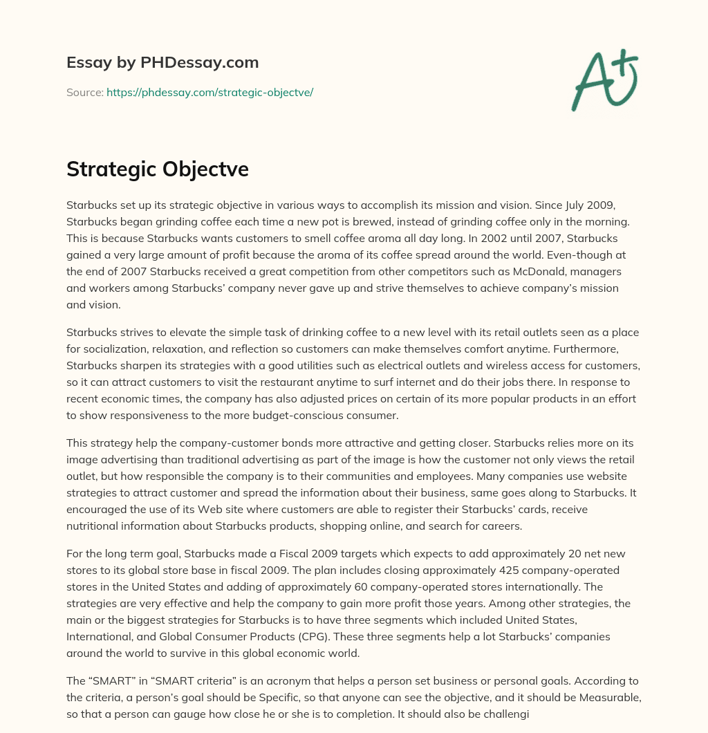 Strategic Objectve essay