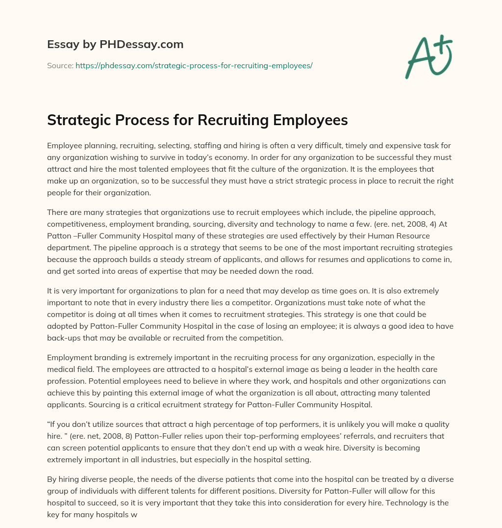Strategic Process for Recruiting Employees essay