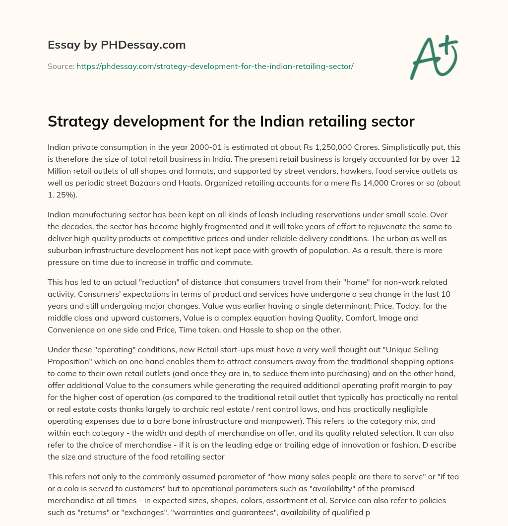 Strategy development for the Indian retailing sector essay
