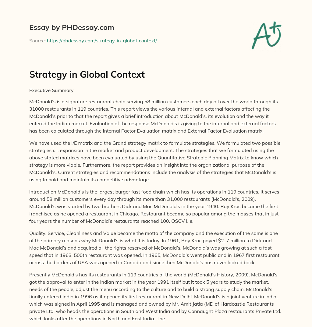 Strategy in Global Context essay