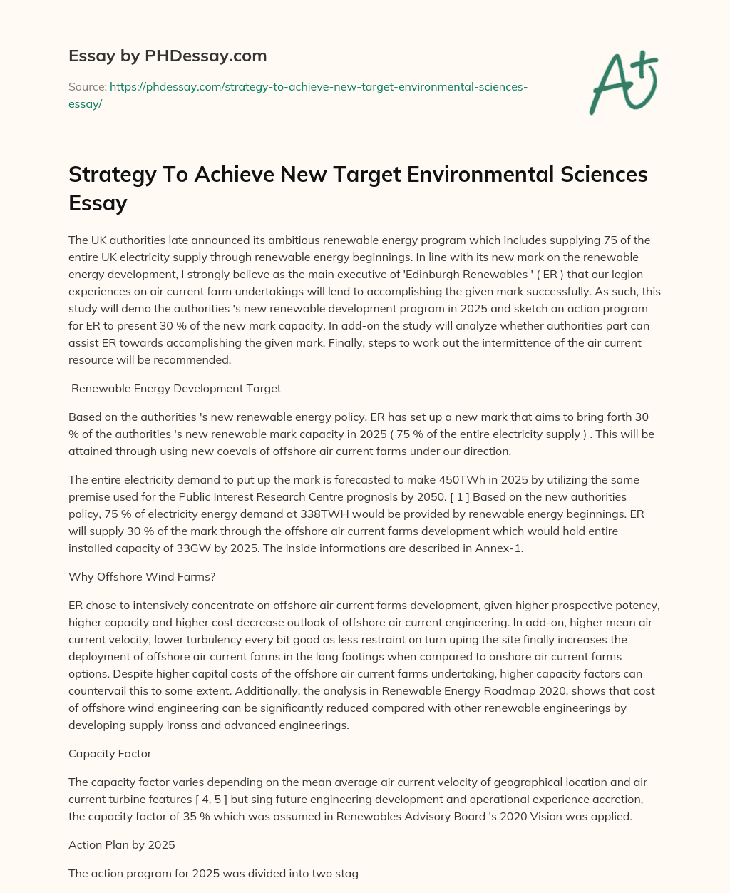 Strategy To Achieve New Target Environmental Sciences Essay essay