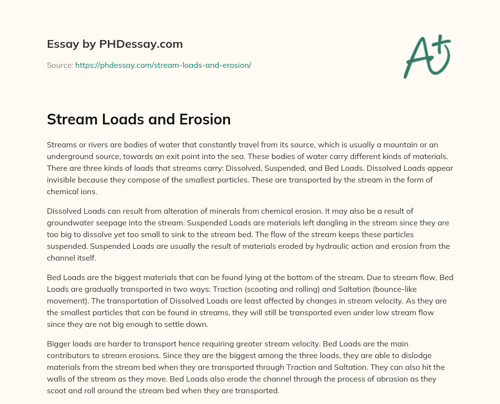 Stream Loads and Erosion essay