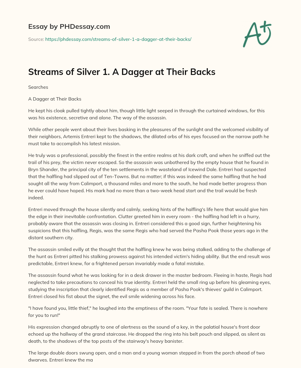 Streams of Silver 1. A Dagger at Their Backs essay