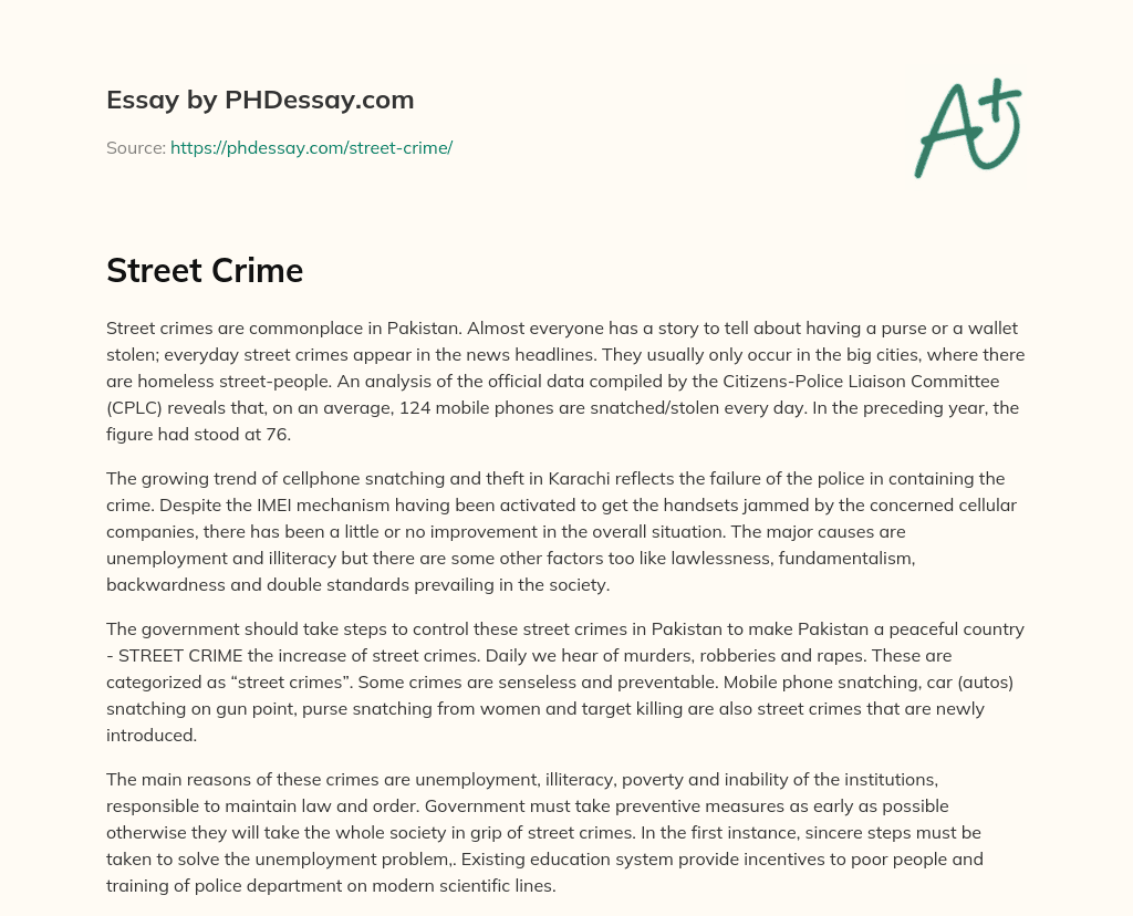 street crimes short essay in english