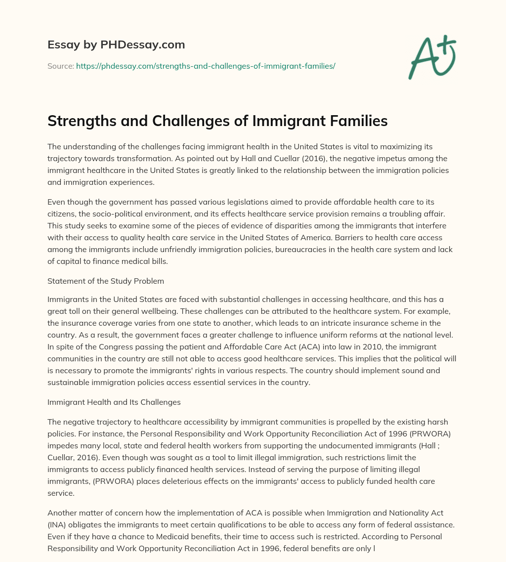essay about an immigrant