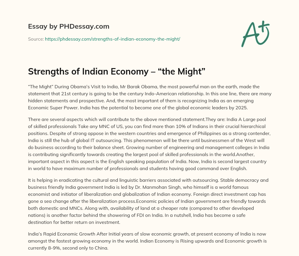 Strengths Of Indian Economy The Might” 400 Words