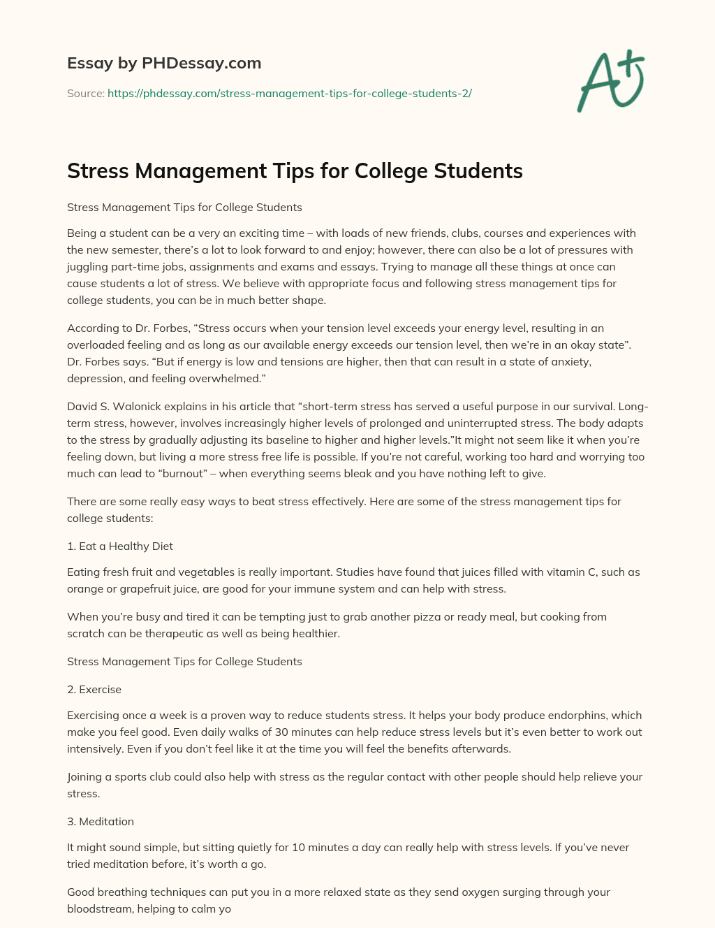 stress on college students essay