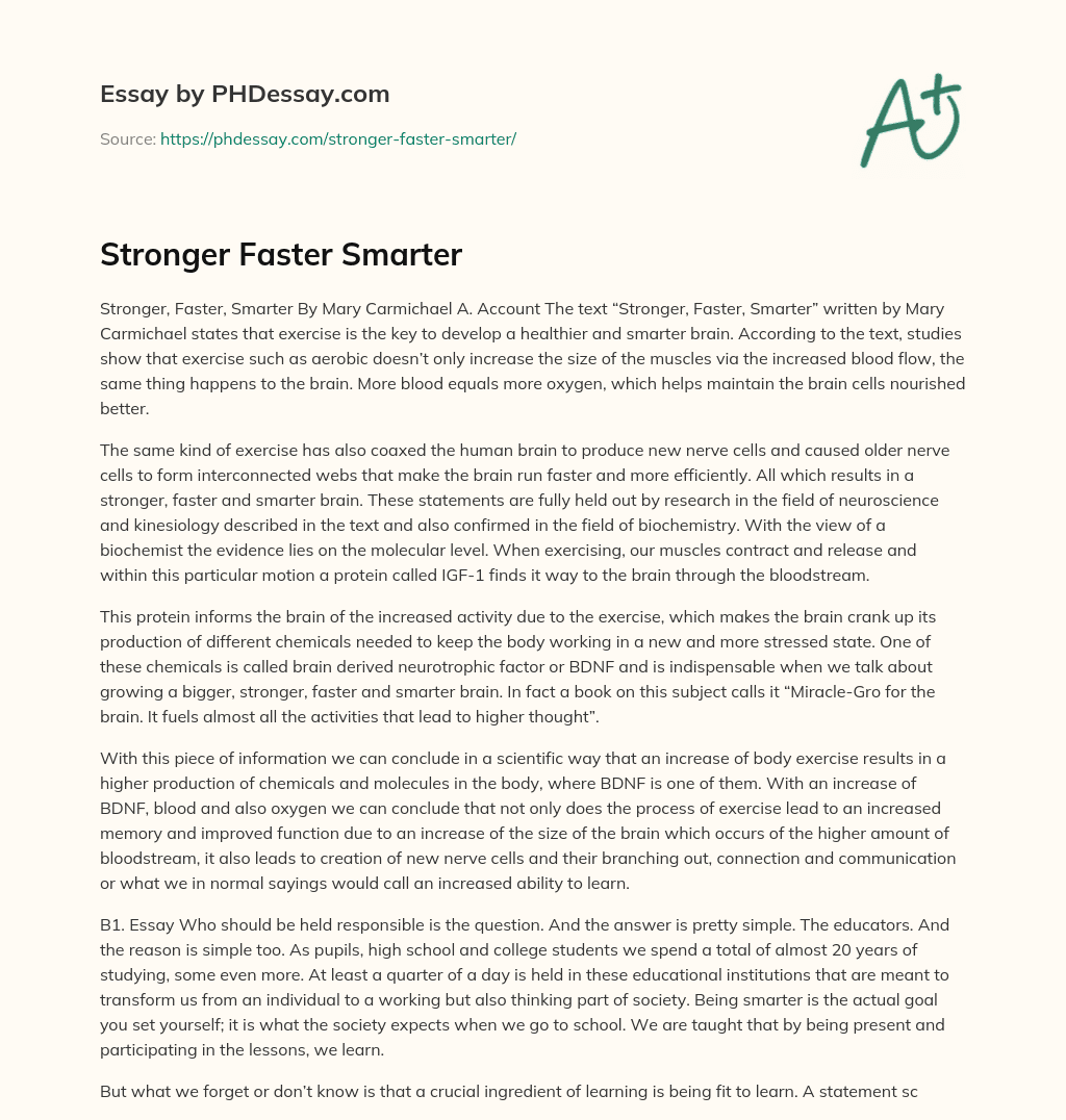 Stronger Faster Smarter essay