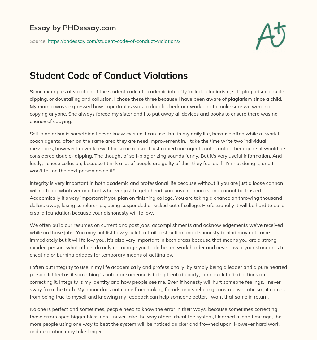 student code of conduct essay