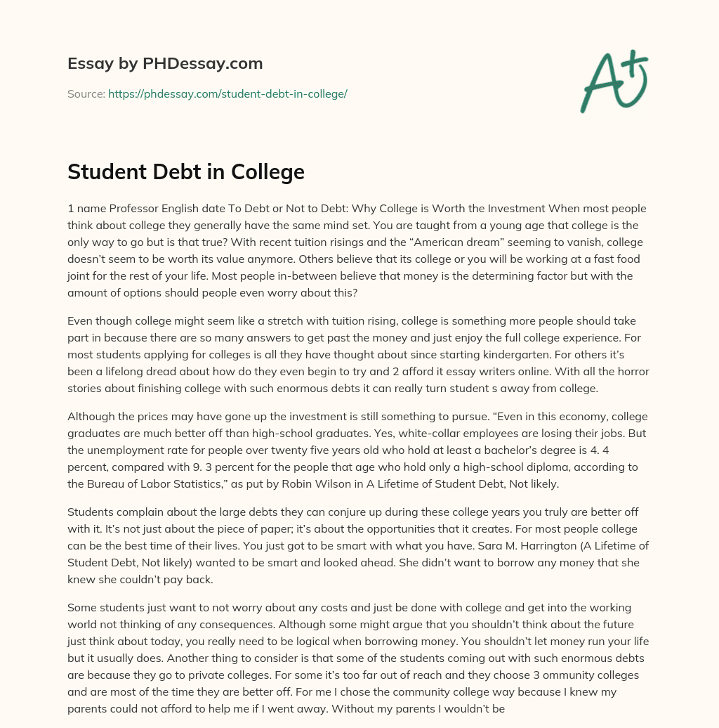 Student Debt in College essay