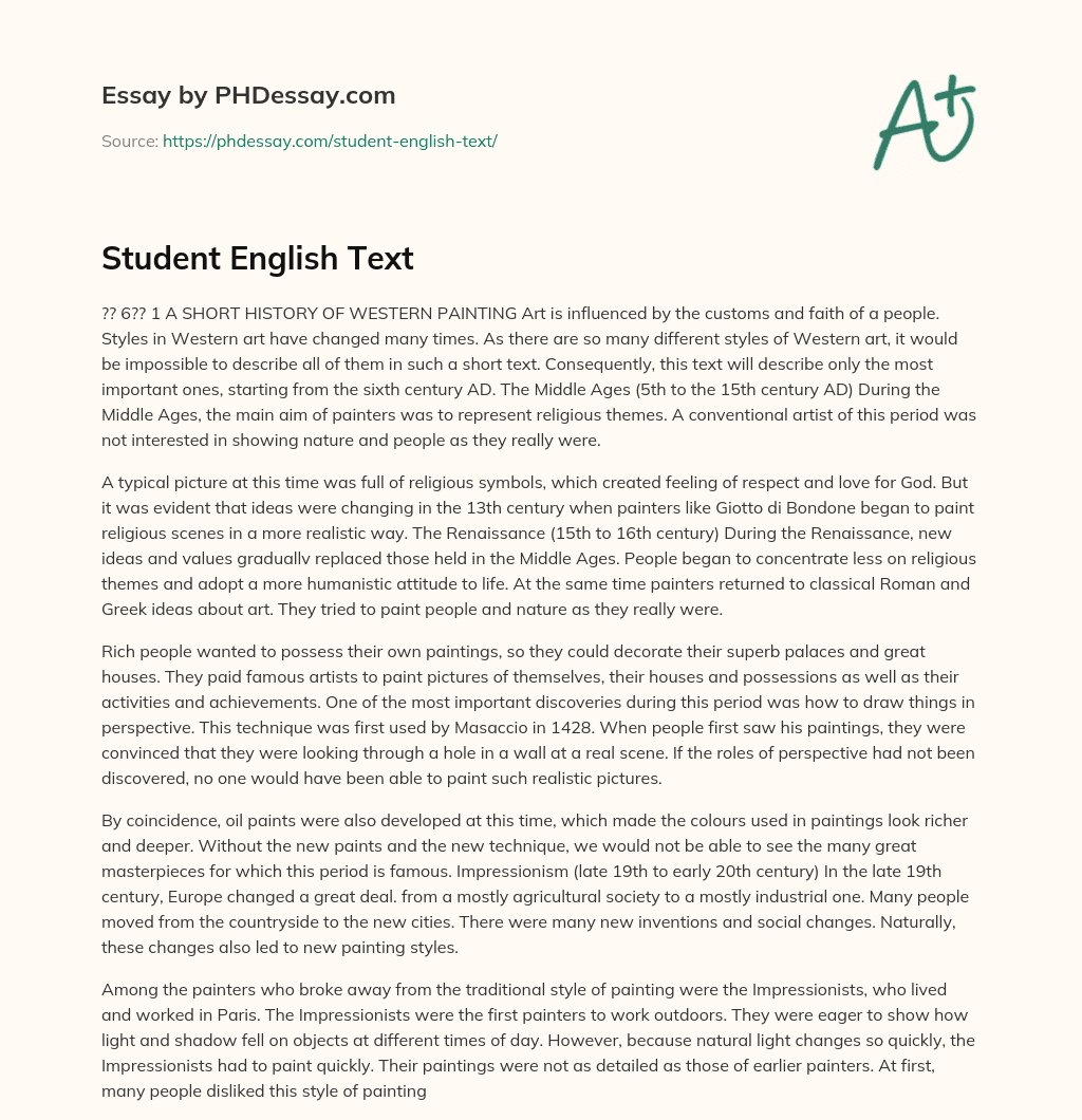 Student English Text essay