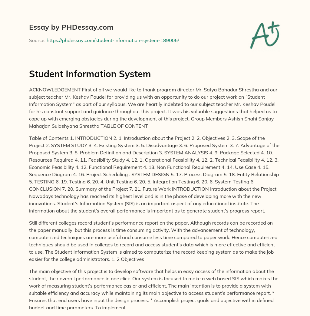 Student Information System essay