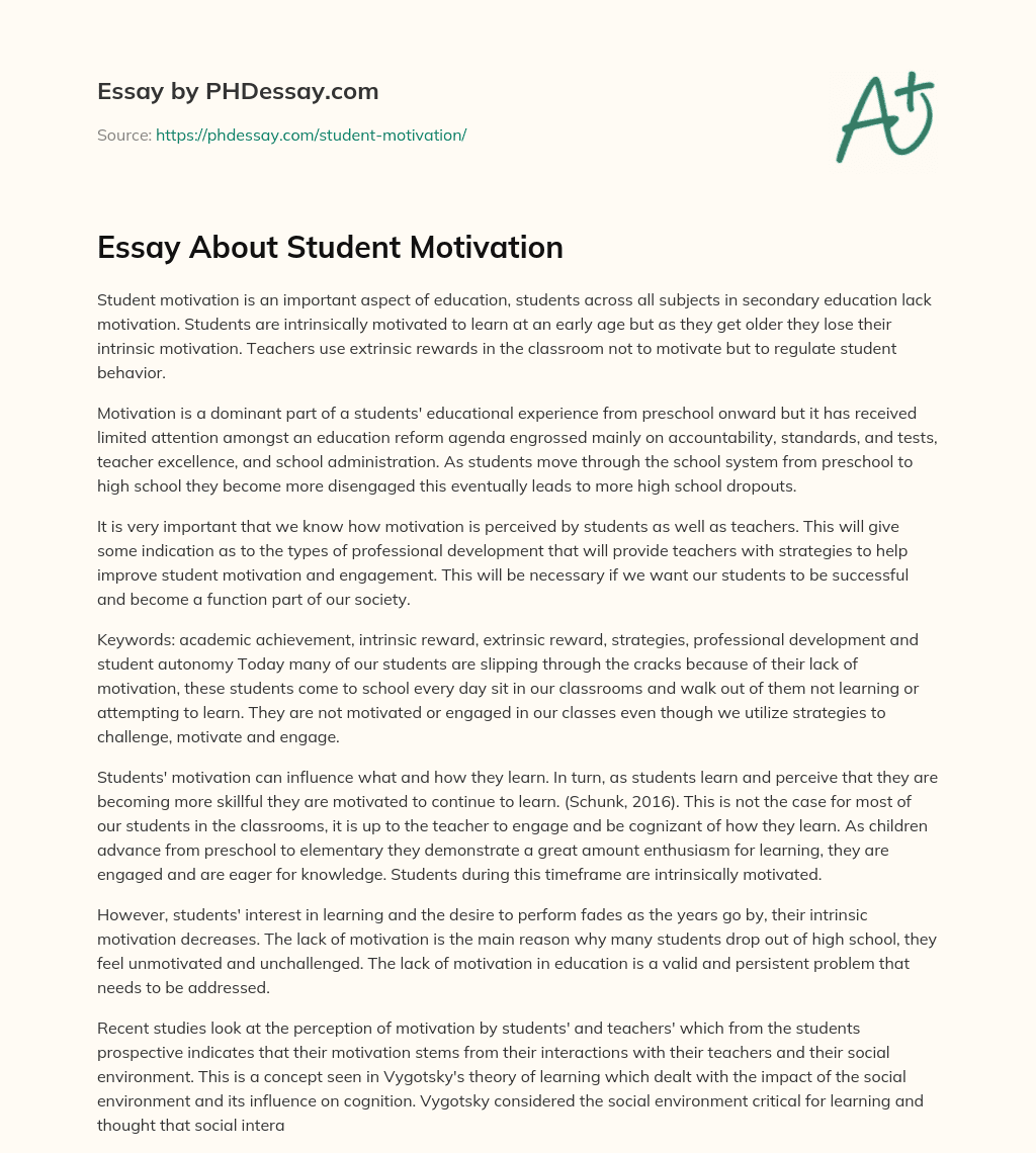essay about students motivation to study