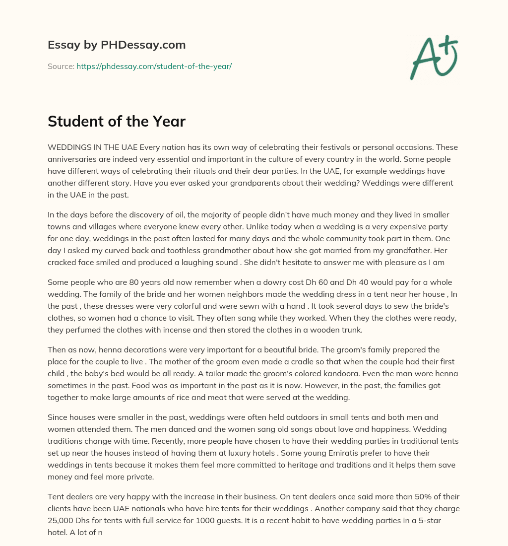 Student of the Year essay