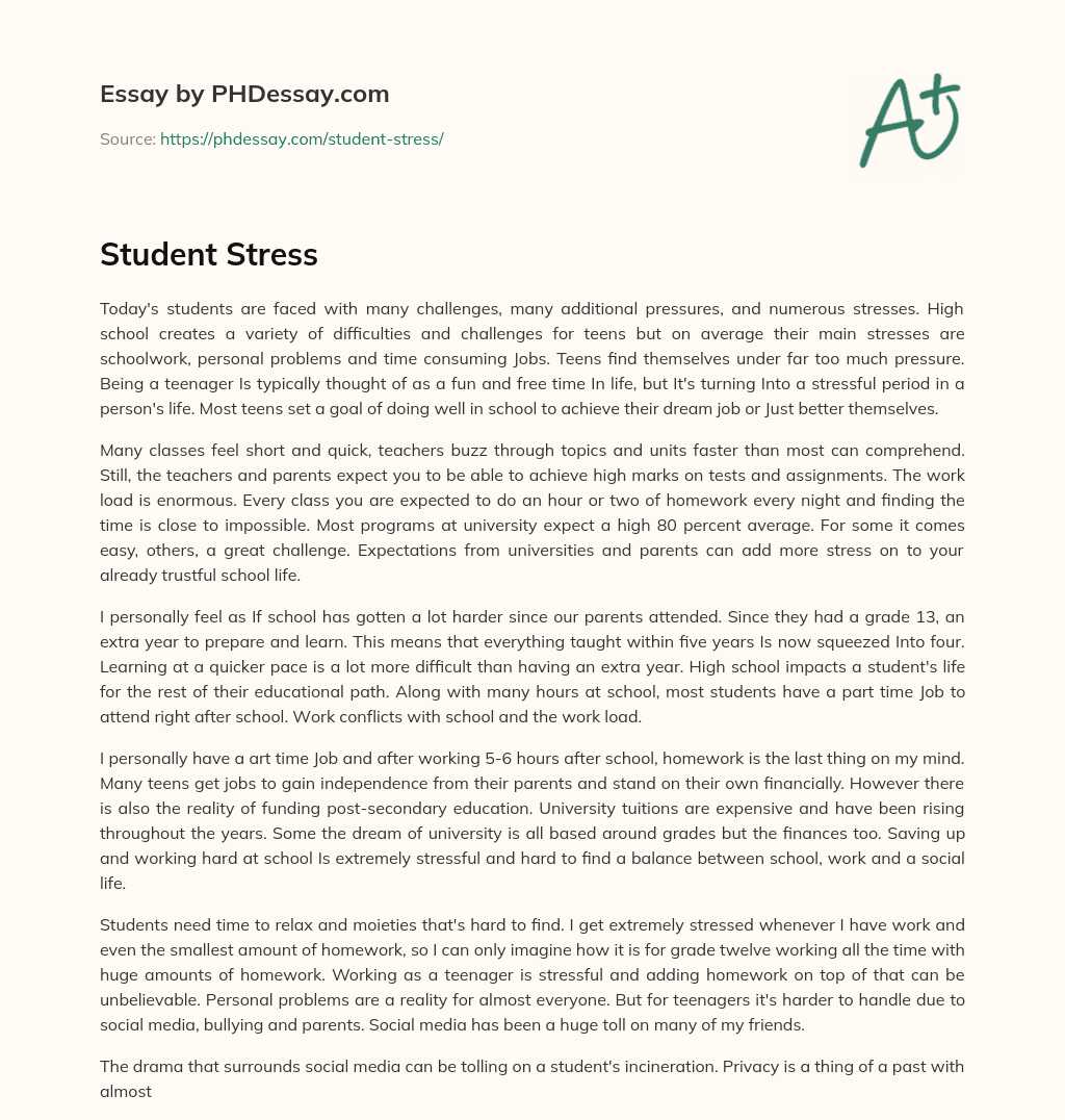 essay on stress on students
