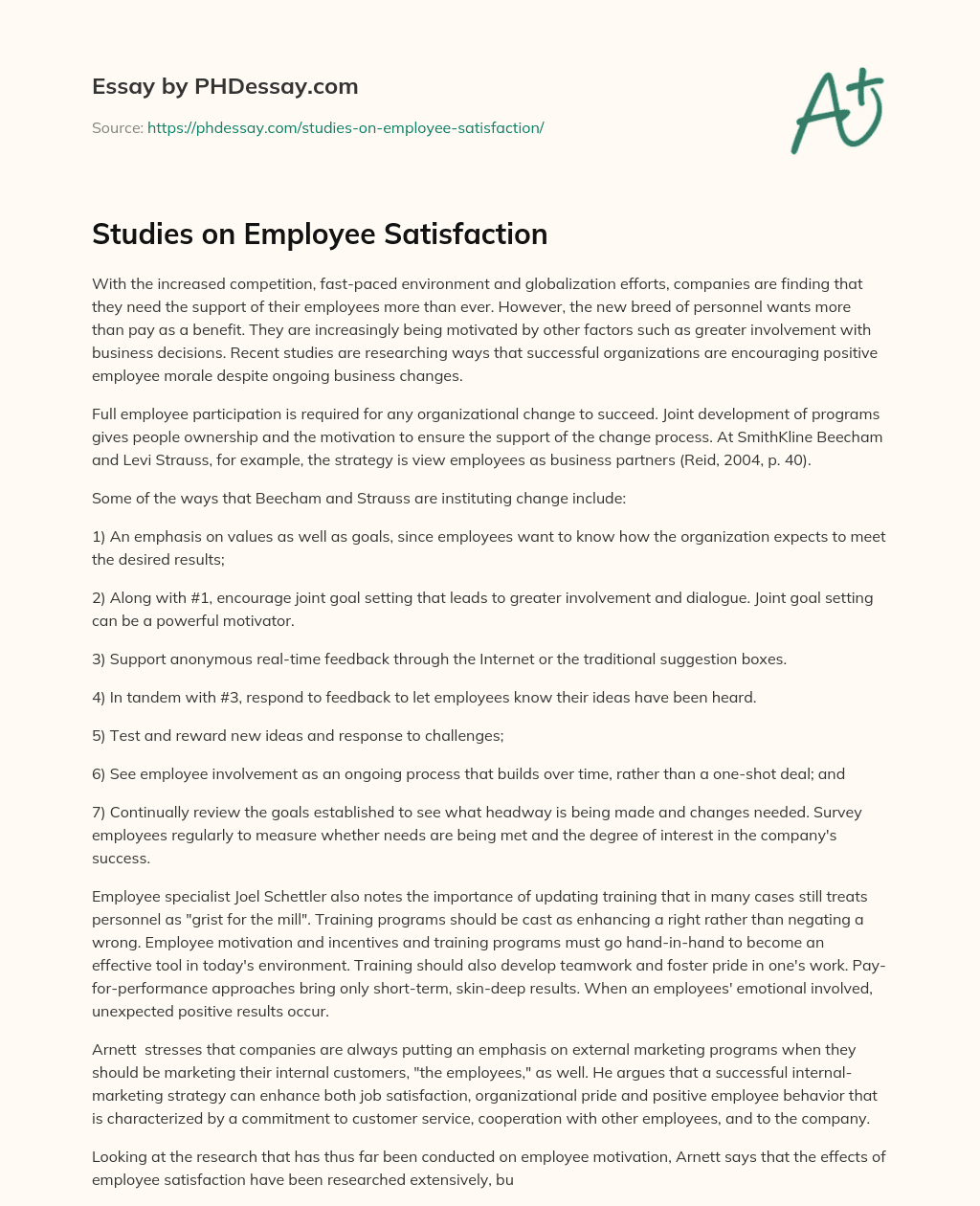 essay on job satisfaction