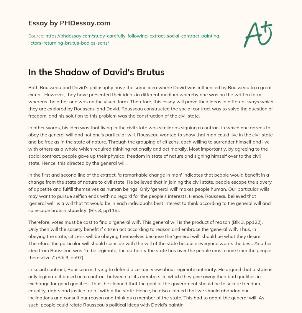 In the Shadow of David’s Brutus essay
