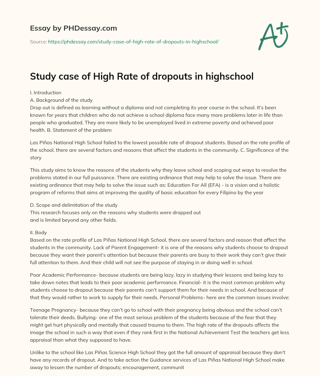 research questions on school dropouts